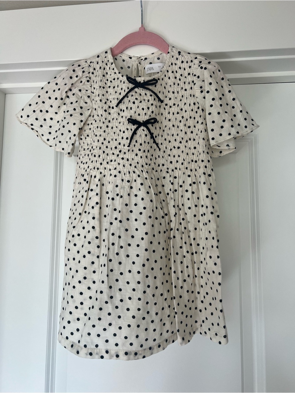 Zara Polka Dot Toddler Girl Bow Detail Dress Size 4 Y